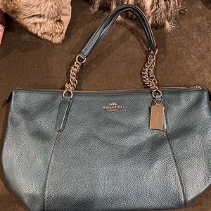 Coach Tote - Metallic Green
